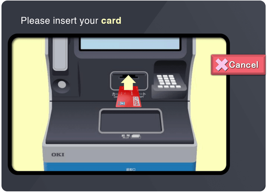 ATM screen for step 3: Insert your Lawson Card