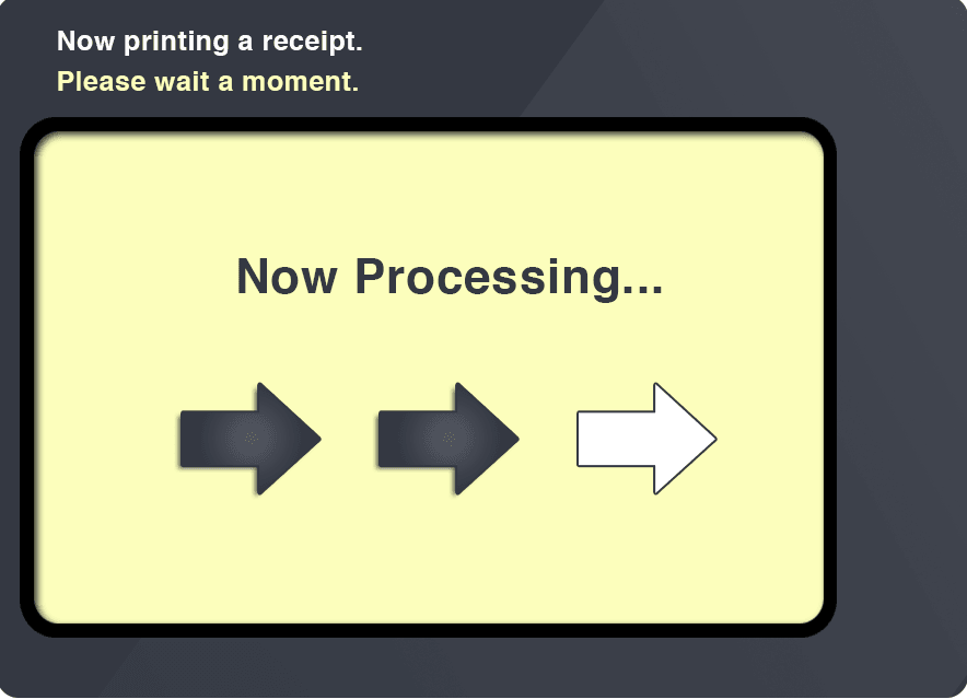 ATM screen for step 10: Wait for completion