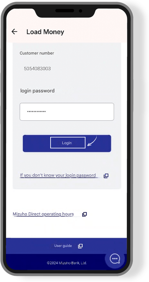 App screen for step 7: Log in